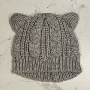 Gray Cat Ear Crochet Beanie